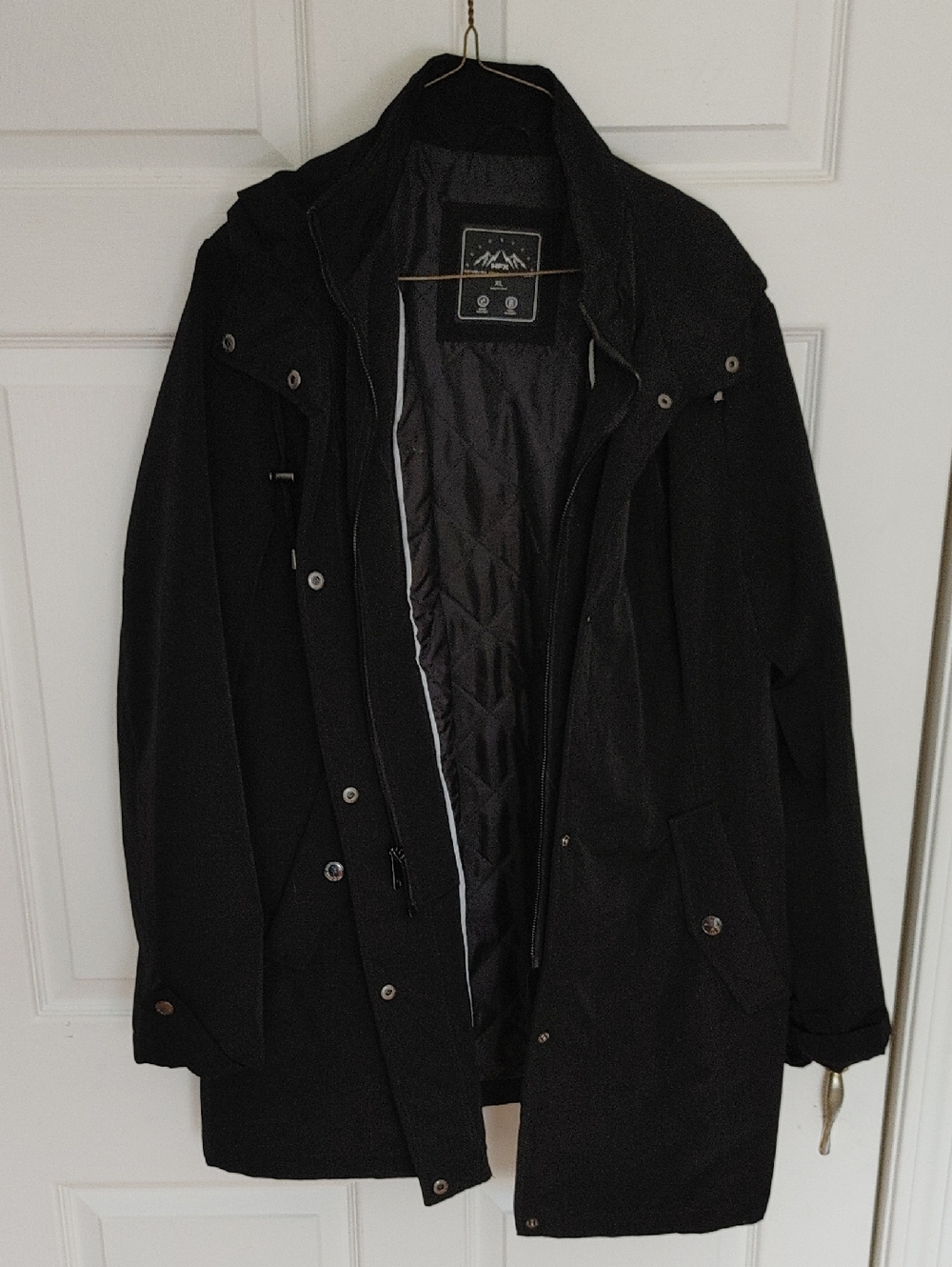 Men's Black Utility Parka Jacket with Quilted Lining